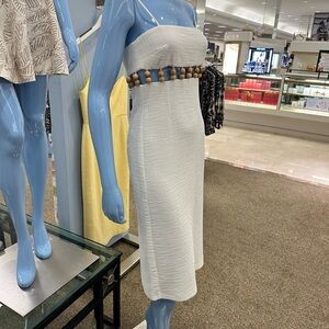 Milano White and Wood Beads Cutout dress